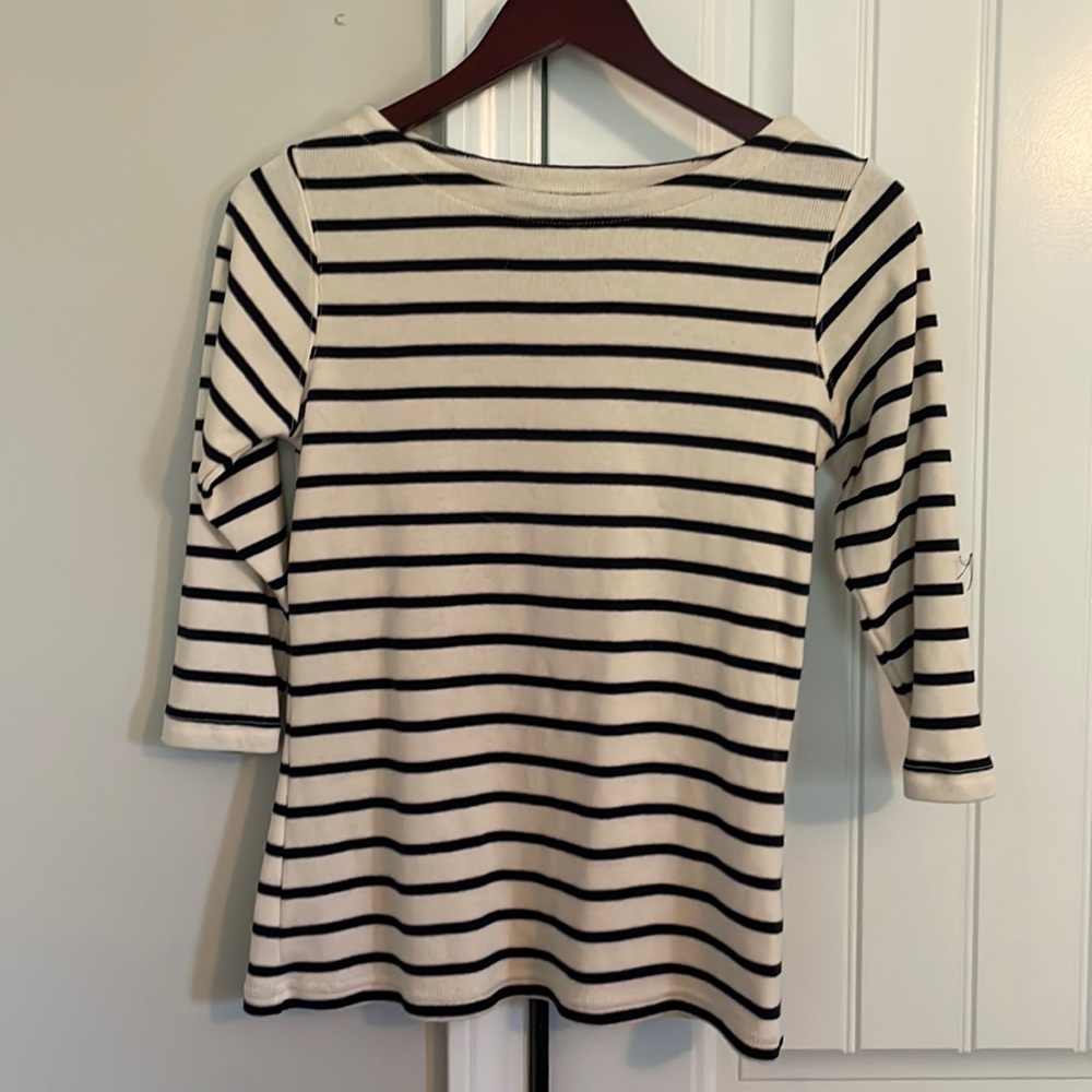 LL Bean boatneck navy and cream size XS